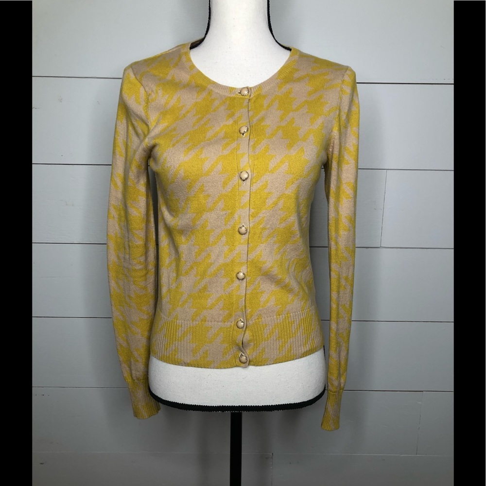 Fossil Mustard Yellow Houndstooth Sweater
